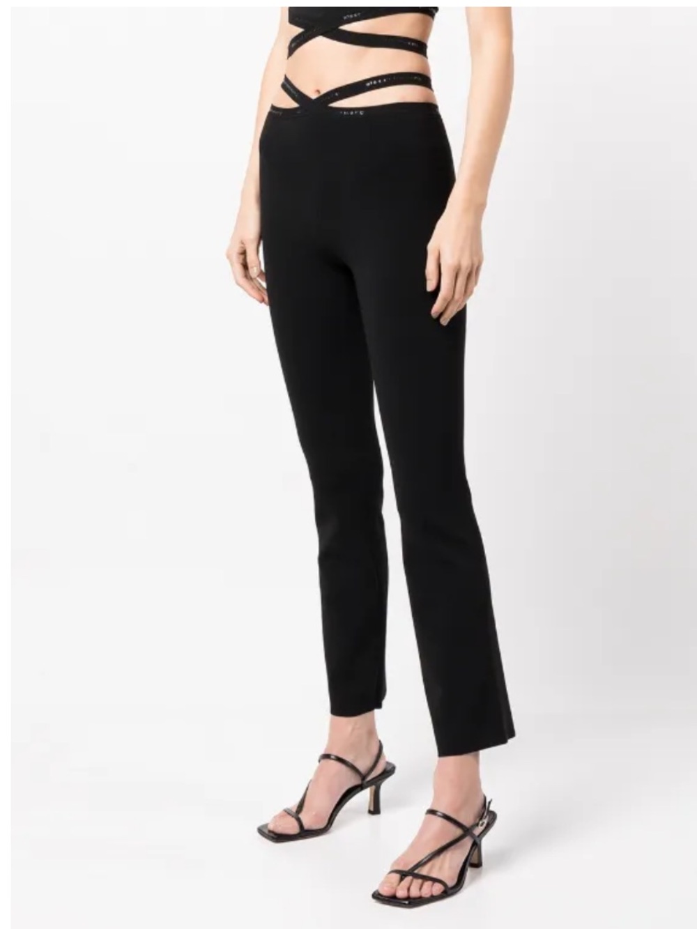 Alexander Wang Criss- Cross Logo Trim Leggings